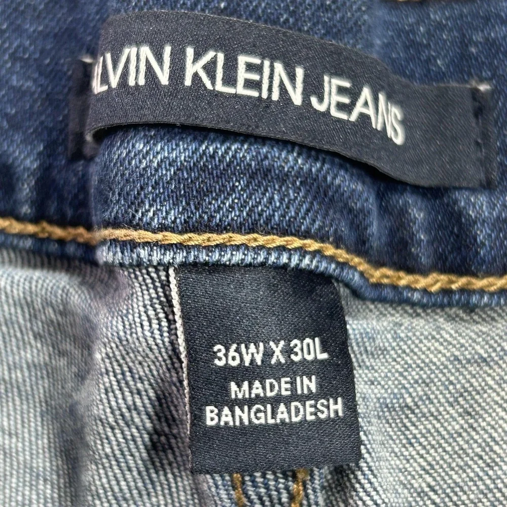 Calvin Klein Jeans Mens 36x30 Blue Regular Straight Cotton Denim Med Wash Pants